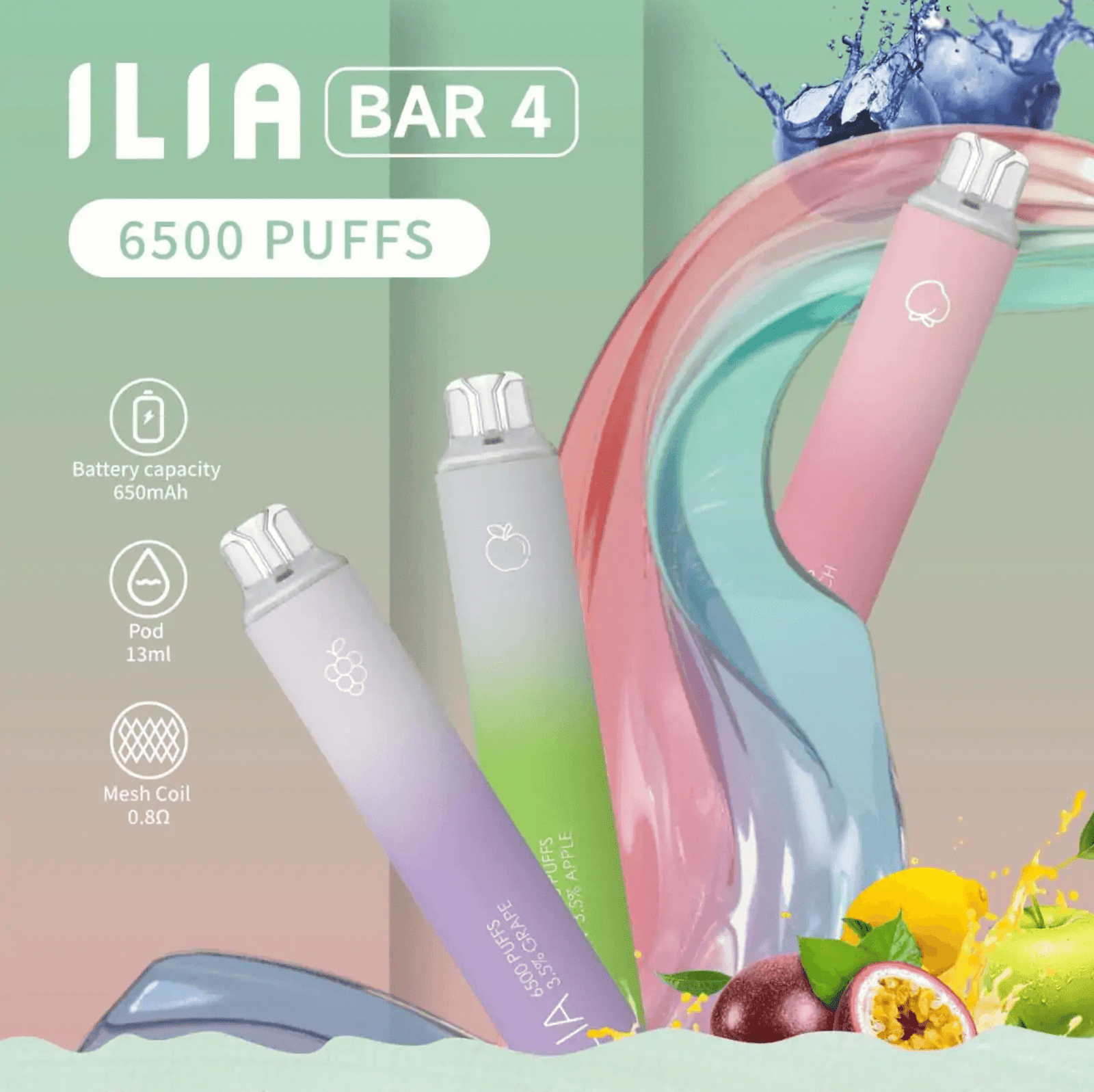 ILIA四代6500口一次性電子煙|Type-C快充・21種風味隨心選